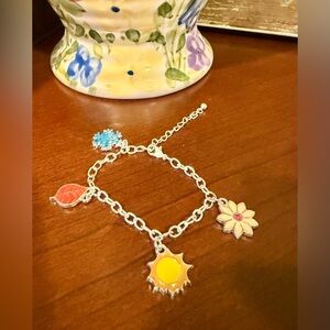 Silver Charm Bracelet with Colorful Charms